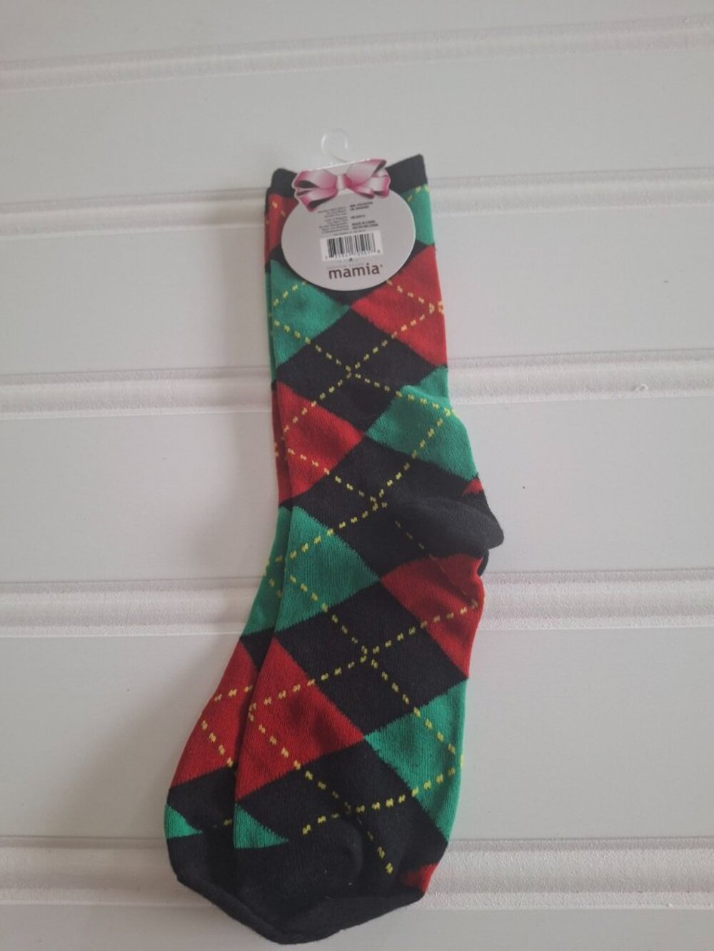 Mamia Christmas Argyle Crew Socks Red Green Black Holiday Preppy NWT Gift